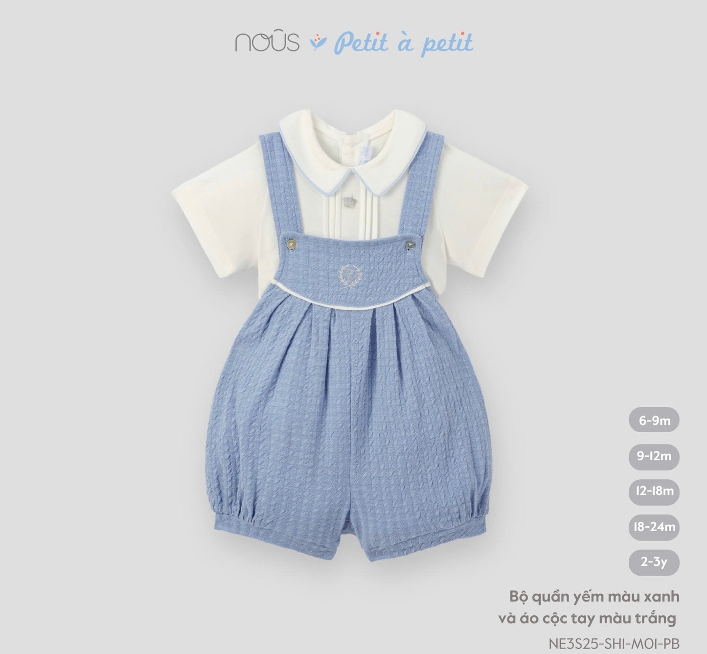 Blue Textured Overalls with White Short Sleeve Shirt – Nous Petit à Petit