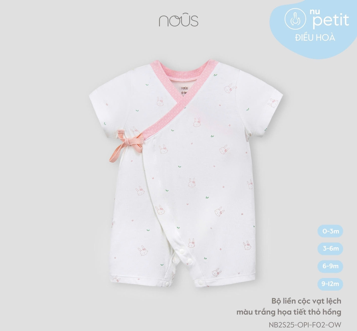 White Kimono Baby Romper with Pink Bunny Print – Nous Petit