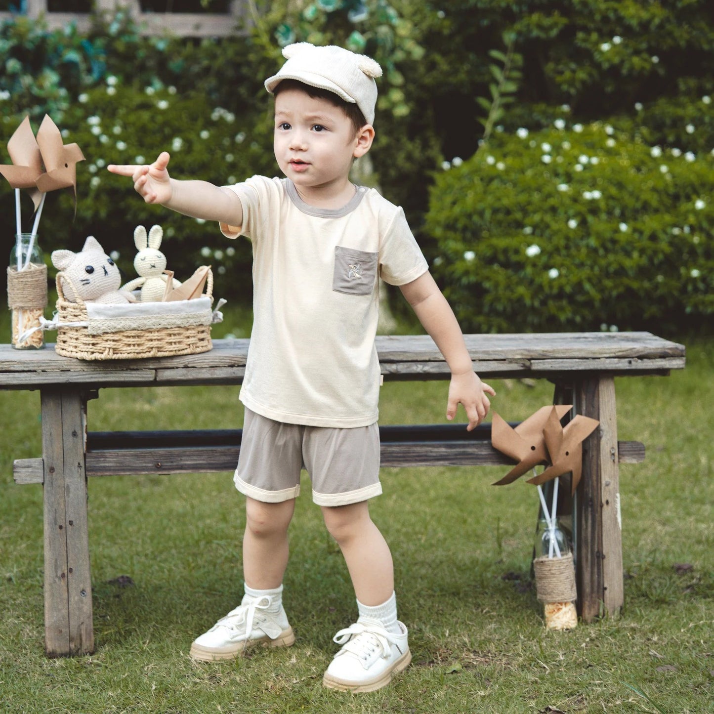 Gami Beige Short Sleeve Set
