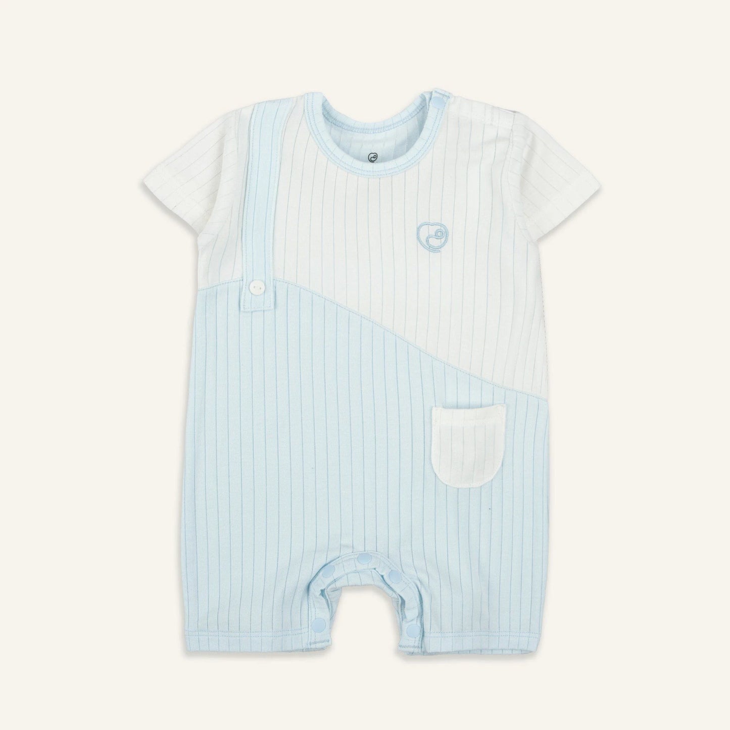 Blue Pocket Stripe Baby Romper