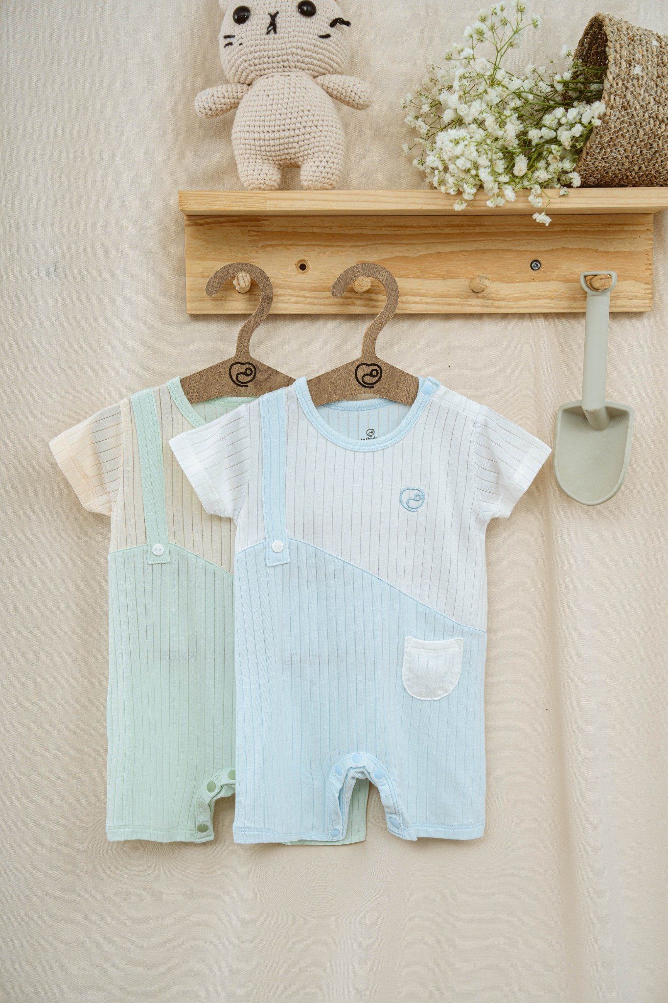 Blue Pocket Stripe Baby Romper