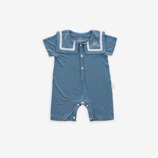 Blue Sailor Collar Baby Romper