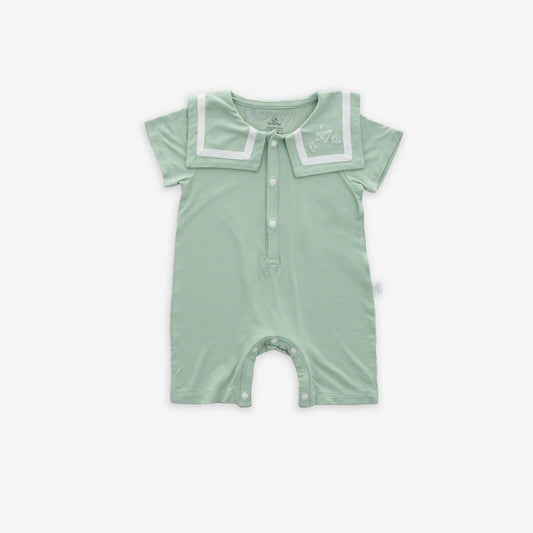 Green Sailor Collar Baby Romper