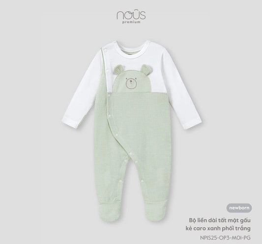 Green Checkered Bear Face Footed Romper – Nous Premium