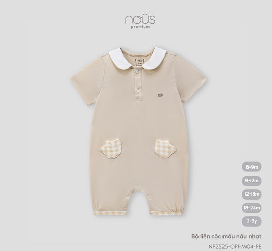 Beige Polo Baby Romper with Checkered Pockets – Nous Premium