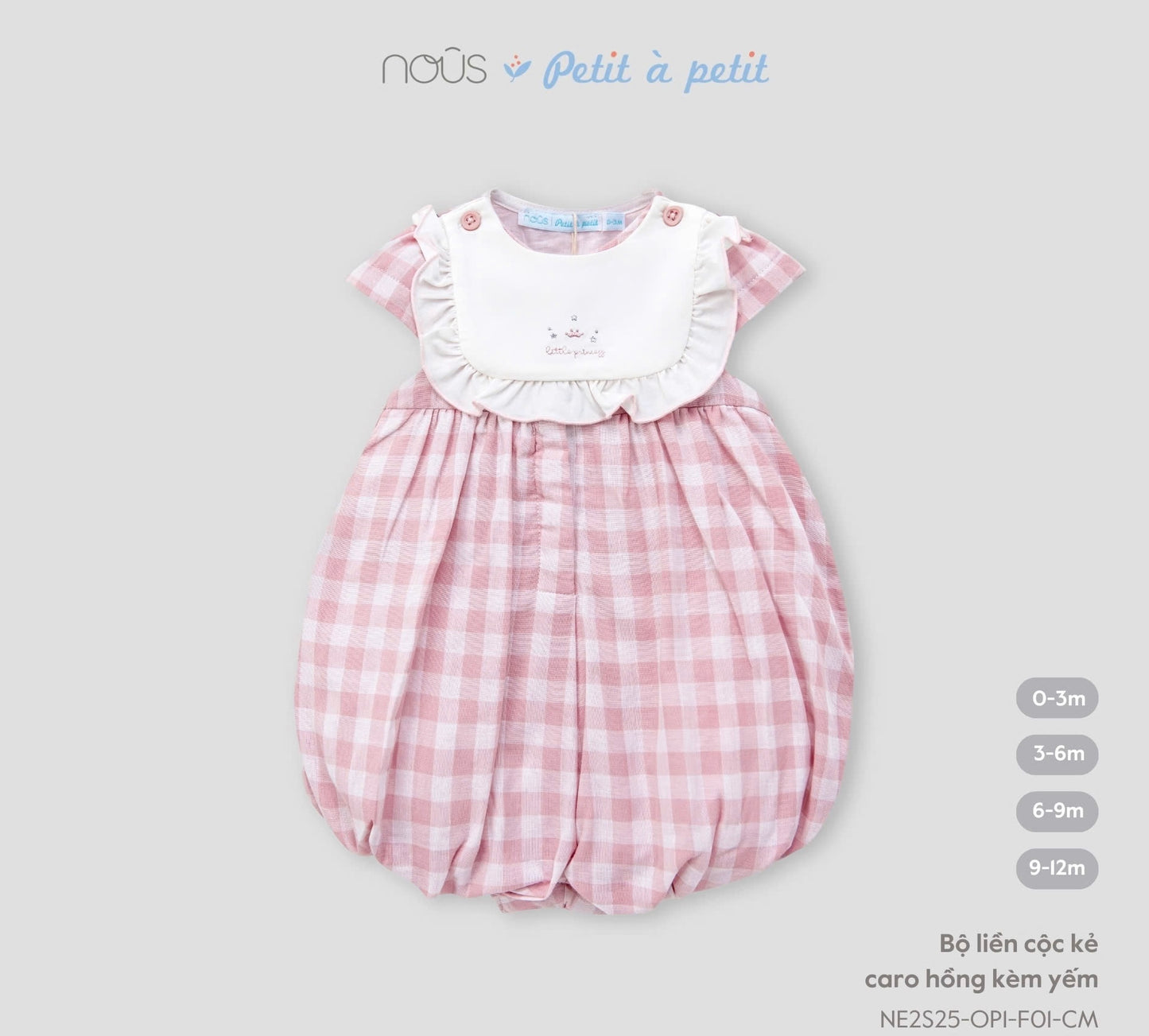 Pink Checkered Baby Romper with Bib Detail – Nous Petit à Petit