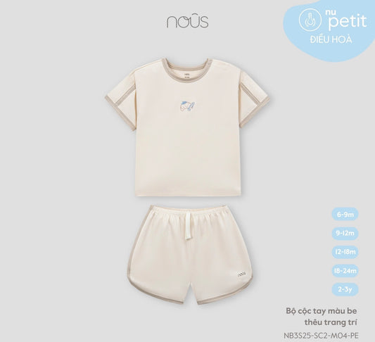 Beige Baby Short Sleeve Set with Embroidered Detail – Nous Petit Aircool