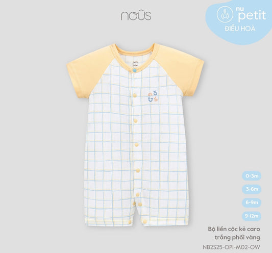 White Checkered Romper with Yellow Sleeves – Nous Petit