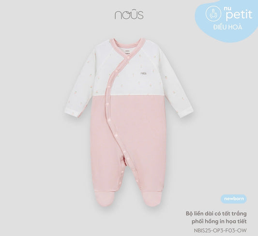 Long Sleeve Footed Romper in Pink and White – Nous Petit