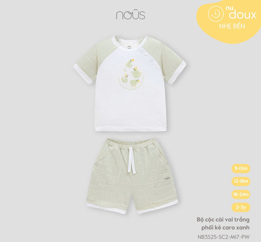 White and Green Grid Sleeve Baby Set – Nous Doux