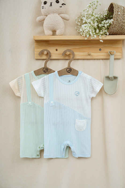 Blue Pocket Stripe Baby Romper
